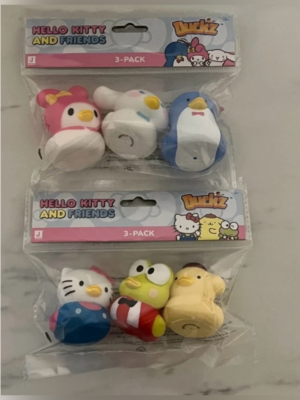 DUCKZ HELLO KITTY & FRIENDS Set Lot of 6 Rubber Ducks Keroppi My Melody 2 Packs